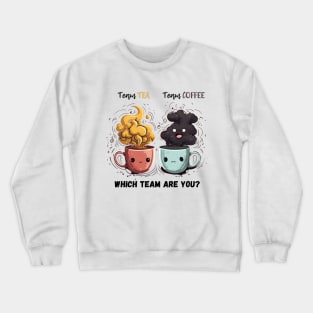 Kawaii Brew Rivalry - Cute Battle between Team Tea and Team Coffee Crewneck Sweatshirt